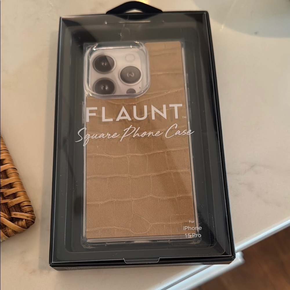 Tan Square Phone Case for iPhone 15 Pro and free shipping